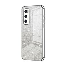 Custodia per telefono elettrolitico in polvere glitterata sfumata per vivo V20 SE / Y70 (Argento)
