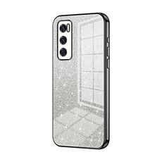 Per vivo V20 SE / Y70 Custodia per telefono elettrolitica in polvere glitterata sfumata (nera)