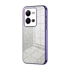 Custodia per telefono elettrolitico in polvere glitterata sfumata per vivo V25 / V25e (viola)