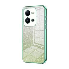 Custodia per telefono elettrolitico in polvere glitter sfumata per vivo V25 / V25e (verde)