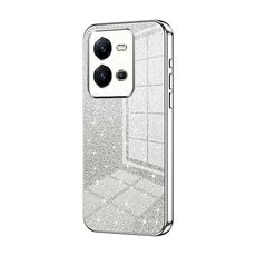 Custodia per telefono elettrolitico in polvere glitterata sfumata per vivo V25 / V25e (Argento)