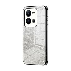 Custodia per telefono elettrolitico in polvere glitterata sfumata per vivo V25 / V25e (nera)