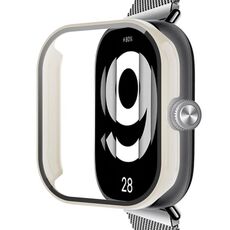 Per Redmi Watch 4 PC + custodia protettiva per orologio integrata in vetro temperato (bianco avorio)