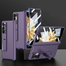 Custodia per telefono all-inclusive con cerniera pieghevole magnetica integrata per Honor Magic V2 GKK (viola)
