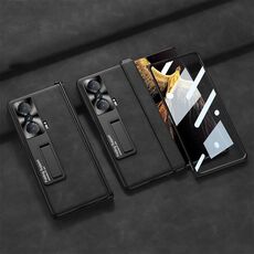 Per Honor Magic VS GKK Custodia per telefono in pelle con cerniera pieghevole smerigliata integrata con supporto (nero)