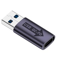 Adattatore convertitore USB-A maschio QC3.1 a tipo C femmina PD 10 Gbps, modello: grigio senza indicatore luminoso