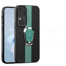 Custodia per telefono posteriore in pelle magnetica Litchi per vivo S18 con supporto (verde)