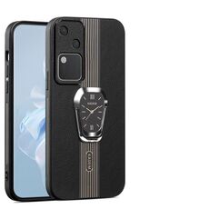 Custodia per telefono posteriore in pelle magnetica Litchi per vivo S18 con supporto (nero)
