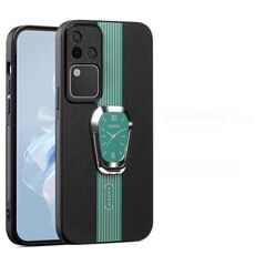 Custodia per telefono posteriore in pelle magnetica Litchi per vivo S18 Pro con supporto (verde)