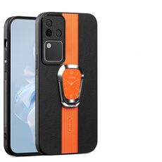Custodia per telefono posteriore in pelle magnetica Litchi per vivo S18 Pro con supporto (arancione)