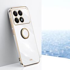 Per Xiaomi Redmi K70 XINLI Straight Edge 6D Custodia per telefono in TPU elettrolitico con supporto ad anello (bianco)