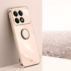 Per Xiaomi Redmi K70 XINLI Straight Edge 6D Custodia per telefono in TPU elettrolitico con supporto ad anello (rosa)