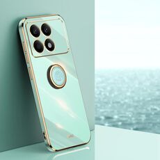 Per Xiaomi Redmi K70 XINLI Straight Edge 6D Custodia per telefono in TPU elettrolitico con supporto ad anello (verde menta)