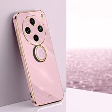 Per vivo X100 Pro 5G XINLI Straight Edge 6D Placca Custodia per telefono in TPU con supporto ad anello (Viola ciliegia)