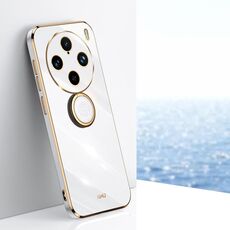 Per vivo X100 Pro 5G XINLI Straight Edge 6D Placca Custodia per telefono in TPU con supporto ad anello (Bianco)