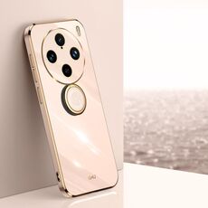 Per vivo X100 Pro 5G XINLI Straight Edge 6D Placca Custodia per telefono in TPU con supporto ad anello (Rosa)