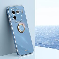 Per vivo iQOO 12 Pro 5G XINLI Straight Edge 6D Placca Custodia per telefono in TPU con supporto ad anello (Blu celeste)