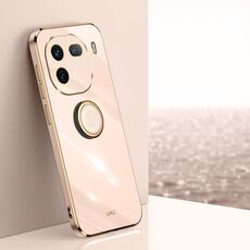 Per vivo iQOO 12 Pro 5G XINLI Straight Edge 6D Placca Custodia per telefono in TPU con supporto ad anello (Rosa)