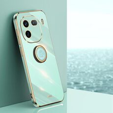 Per vivo iQOO 12 Pro 5G XINLI Straight Edge 6D Placca Custodia per telefono in TPU con supporto ad anello (Verde menta)