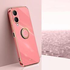 Per vivo Y17S 4G XINLI Straight Edge 6D Placca Custodia per telefono in TPU con supporto ad anello (biancospino rosso)