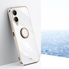 Per vivo Y17S 4G XINLI Straight Edge 6D Placca Custodia per telefono in TPU con supporto ad anello (Bianco)