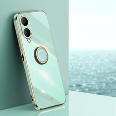 Per vivo Y17S 4G XINLI Straight Edge 6D Placca Custodia per telefono in TPU con supporto ad anello (verde menta)