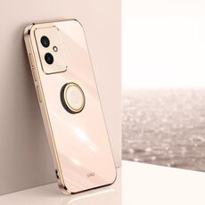 Per Honor 100 XINLI Straight Edge 6D Custodia per telefono in TPU placcato con supporto ad anello (rosa)