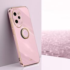 Per Honor 100 Pro XINLI Straight Edge 6D Placca Custodia per telefono in TPU con supporto ad anello (Viola ciliegia)