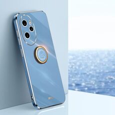 Per Honor 100 Pro XINLI Straight Edge 6D Custodia per telefono in TPU placcato con supporto ad anello (blu celeste)