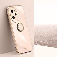 Per Honor 100 Pro XINLI Straight Edge 6D Placca Custodia per telefono in TPU con supporto ad anello (rosa)