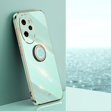 Per Honor 100 Pro XINLI Straight Edge 6D Custodia per telefono in TPU placcato con supporto ad anello (verde menta)
