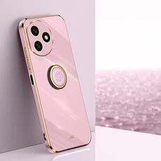 Per Honor X50i + 5G XINLI Straight Edge 6D Placca Custodia per telefono in TPU con supporto ad anello (Viola ciliegia)