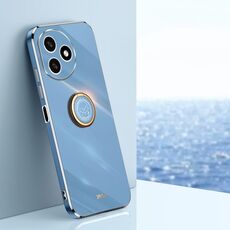 Per Honor X50i + 5G XINLI Straight Edge 6D Placca Custodia per telefono in TPU con supporto ad anello (Blu celeste)