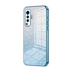 Per vivo X50 Custodia per telefono elettrolitico con polvere glitterata sfumata (blu)