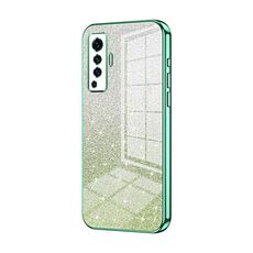 Custodia per telefono elettrolitico in polvere glitter sfumata per vivo X50 (verde)