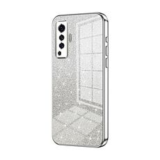 Custodia per telefono elettrolitico in polvere glitterata sfumata per vivo X50 (argento)