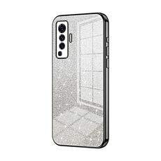 Custodia per telefono elettrolitico in polvere glitter sfumata per vivo X50 (nera)