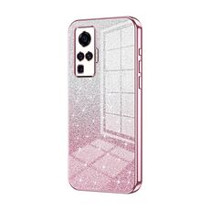 Custodia per telefono elettrolitico in polvere glitter sfumata per vivo X50 Pro (rosa)