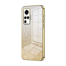 Custodia per telefono elettrolitico in polvere glitterata sfumata per vivo X50 Pro (oro)