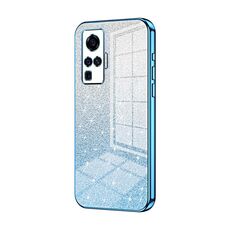 Custodia per telefono elettrolitico in polvere glitter sfumata per vivo X50 Pro (blu)