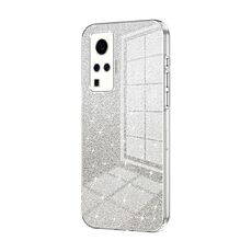 Custodia per telefono elettrolitico in polvere glitterata sfumata per vivo X50 Pro (trasparente)