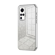 Custodia per telefono elettrolitico in polvere glitterata sfumata per vivo X50 Pro (argento)