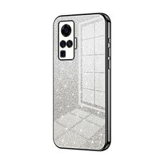 Custodia per telefono elettrolitico in polvere glitterata sfumata per vivo X50 Pro (nera)