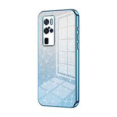 Per vivo X50 Pro+ Custodia per telefono elettrolitico con polvere glitterata sfumata (blu)