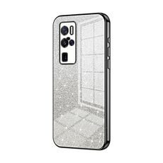 Per vivo X50 Pro+ Custodia per telefono elettrolitico con polvere glitterata sfumata (nera)