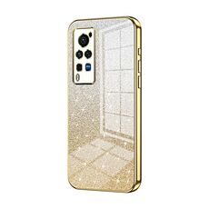 Custodia per telefono elettrolitico in polvere glitterata sfumata per vivo X60 Pro (oro)