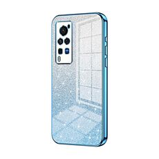 Custodia per telefono elettrolitico in polvere glitter sfumata per vivo X60 Pro (blu)