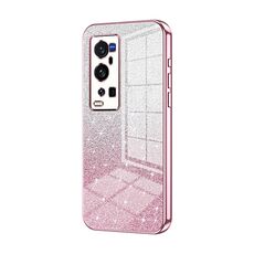 Per vivo X60 Pro+ Custodia per telefono elettrolitico con polvere glitterata sfumata (rosa)