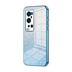 Per vivo X60 Pro+ Custodia per telefono elettrolitico con polvere glitterata sfumata (blu)