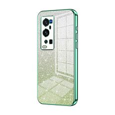 Per vivo X60 Pro+ Custodia per telefono elettrolitico con polvere glitterata sfumata (verde)